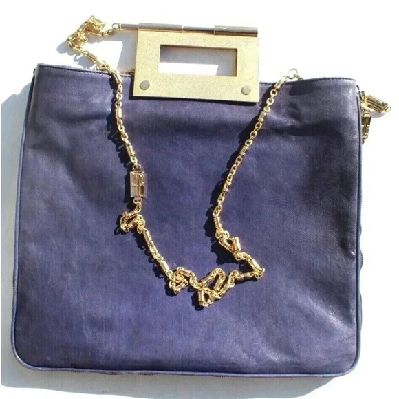 Vintage Blue W/ Gold Hardware J. Longobardo Clutch / Shoulder Purse Bag - Picture 1 of 7